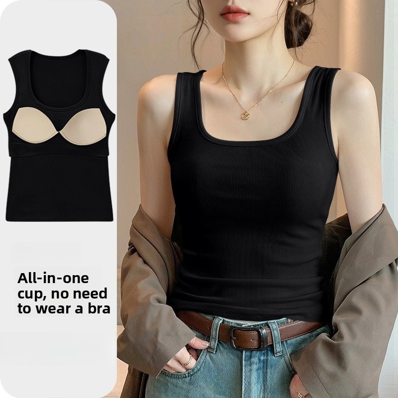 T Shirt Bra Seamless - Nieuwe naadloze ingebouwde bh-tanktop voor dames,