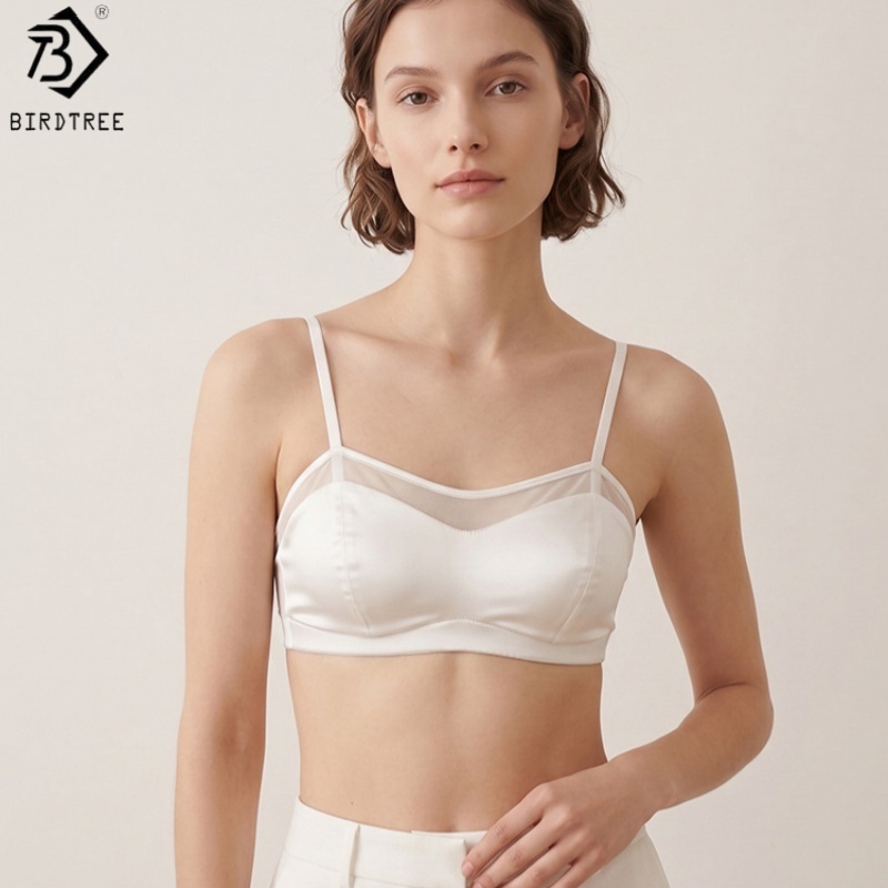 Sheer Mesh Bra - Birdtree, 19MM 93% Echte Zijde 7%